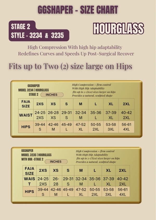 F3235 - Hourglass Style Mid-Thigh Faja and Ultra Hips Capacity with Bra Hip Fit · Two Sizes Larger ✨